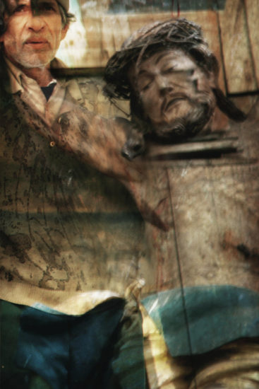 April Mountfort photograph from the Transylvania – Faded House series: Man+Christ #2