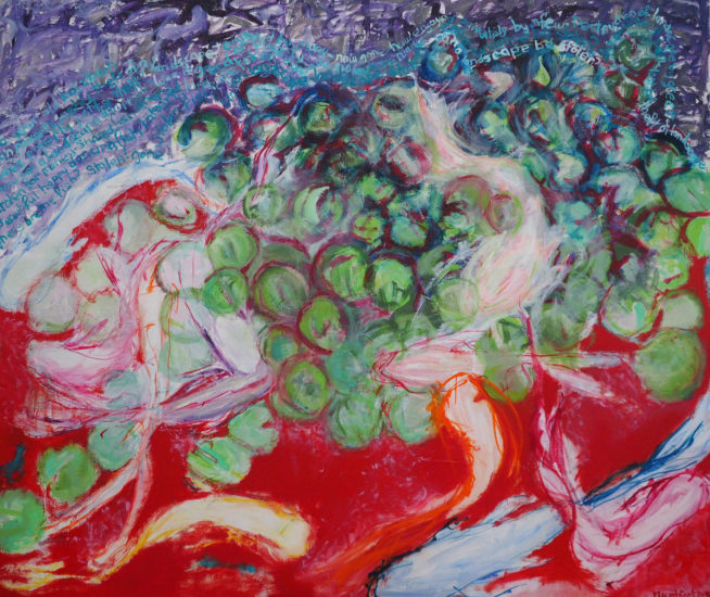 April Mountfort painting: McElhone Fish Pond, Stolen Landscape, 2015