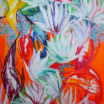 April Montfort painting: McElhone Fish Pond with Water Lilies, 2016