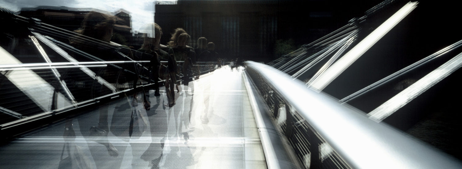 April Mountfort photograph from Urban series: Woman Walking, Millennium Bridge, 2008